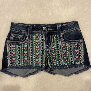 Miss Me Blue Aztec Shorts
